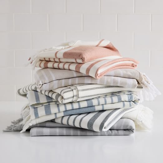 TWINY Threads Kitchen Towels Set Of 6 - 100% Cotton Dotted Dish Cloths, 18x28 Inches, Super Absorbent & Quick Dry
