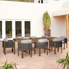 Portside Wood Outdoor Extendable Dining Table (76.5"&ndash;106") &amp; Porto Dining Chairs Set