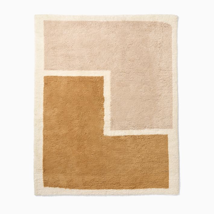Stacked Shapes Shag Wool Rug