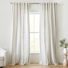 Textured Luxe Stripe Linen Curtain - Frost Grey