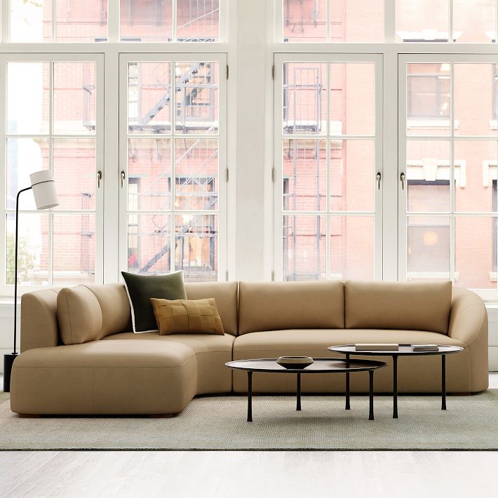 Aviana Leather 3-Piece Bumper Chaise Sectional (141&quot;)