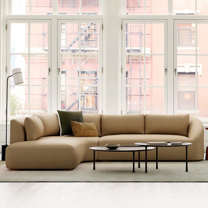 Aviana Leather 2-Piece Bumper Chaise Sectional (113&quot;)