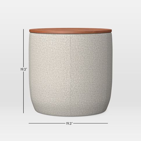 Upholstered Round Storage Ottoman - Thumbnail 2