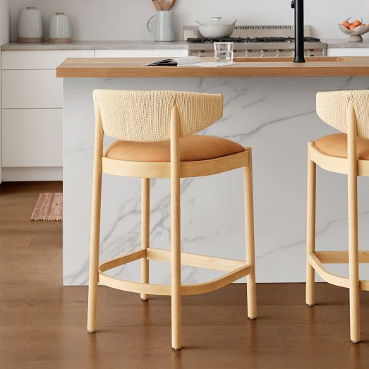 Savita Woven Leather Counter Stool | West Elm
