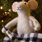 Gray Mouse Drinking Felt Ornament