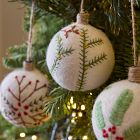 Large Embroidered Felt Ball Ornaments (Set of 4)
