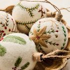 Large Embroidered Felt Ball Ornaments (Set of 4)