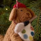 Felt Artist Dog Ornament