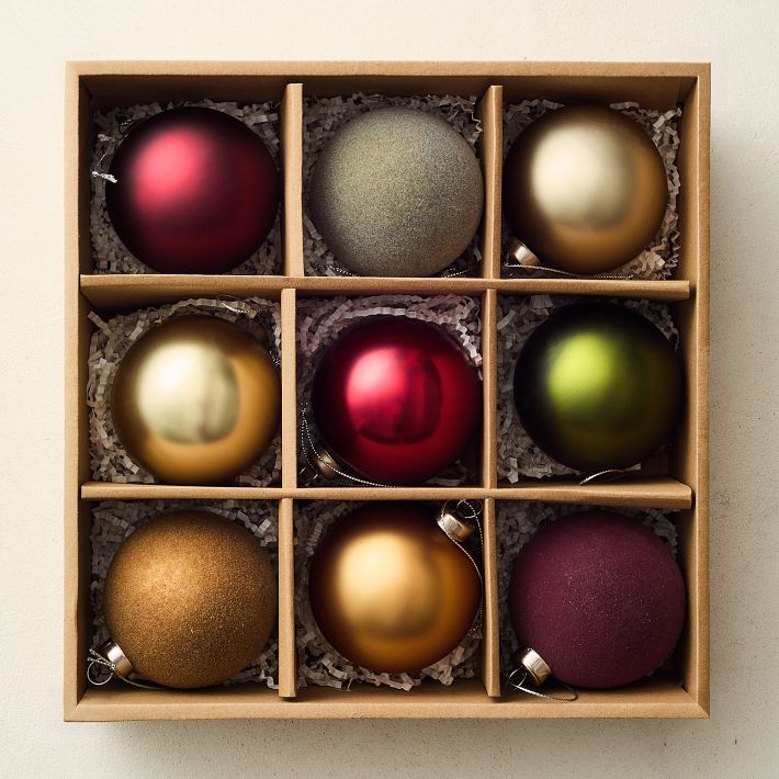 Mistletoe Glass Ball Ornament (Set of 9)