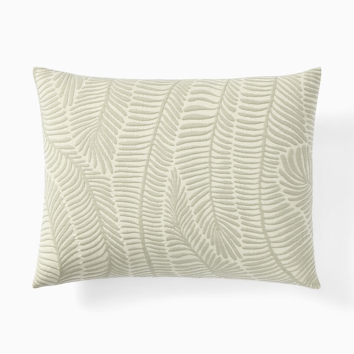West Elm Trailing Fern Matelasse Shams (Celadon)