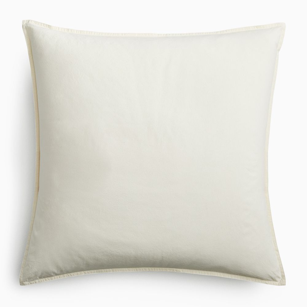 Organic Washed Cotton Percale Euro Shams in IVORY