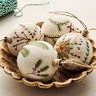 Large Embroidered Felt Ball Ornaments (Set of 4)