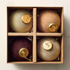 Flocked Ball Ornaments (Set of 4) - Cool Tones