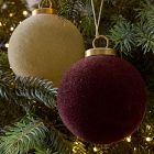 Flocked Ball Ornaments (Set of 4) - Cool Tones