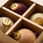 Flocked Ball Ornaments (Set of 4) - Cool Tones