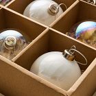 Medium Glass Ball Ornaments (Set of 9) - Pearl White &amp; Iridescent