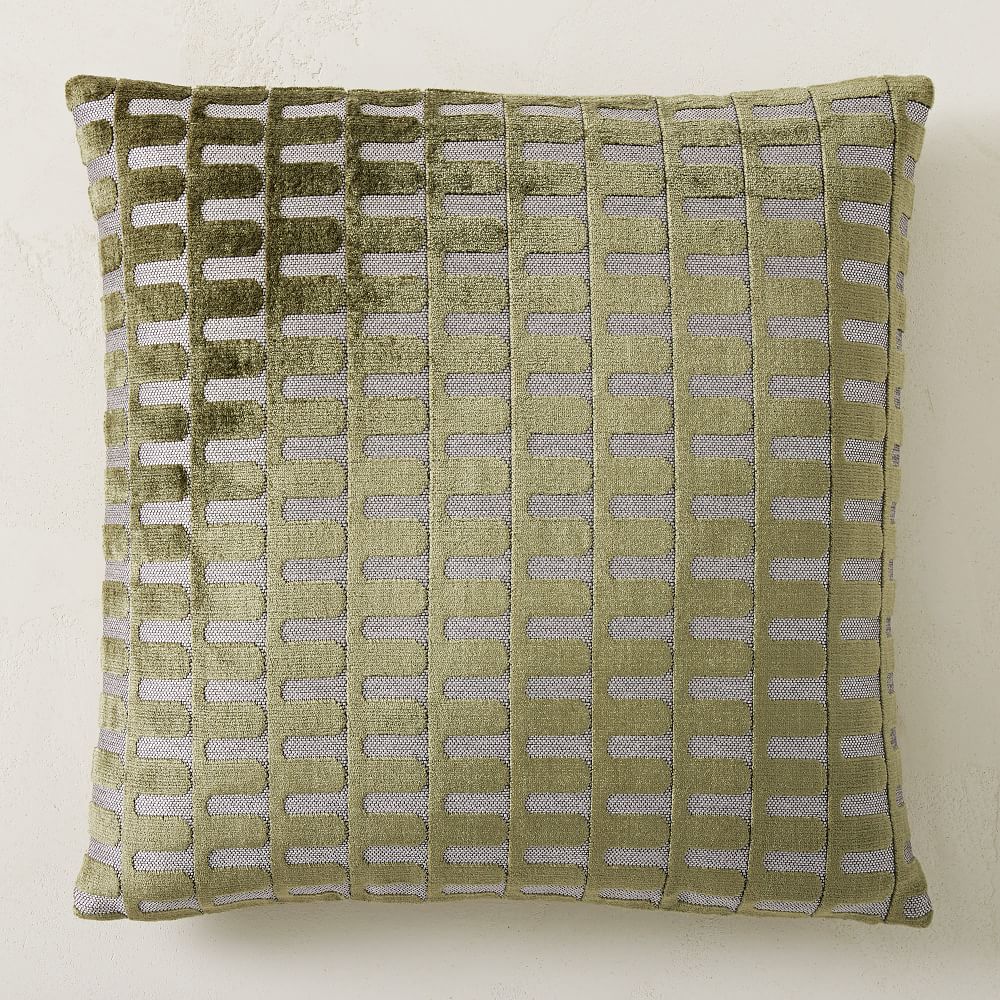 Cut Velvet Archways Pillow Cover - Dark Olive, 20"x20"