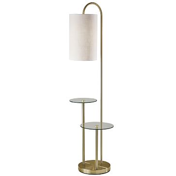 Deco Shelf Floor Lamp, Antique Brass