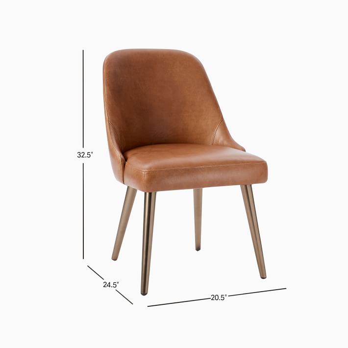 Mid-Century Leather Dining Chair Metal Legs West Elm