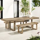 Portside Wood Outdoor Extendable Dining Table (76.5&quot;&ndash;106&quot;) &amp; Benches Set