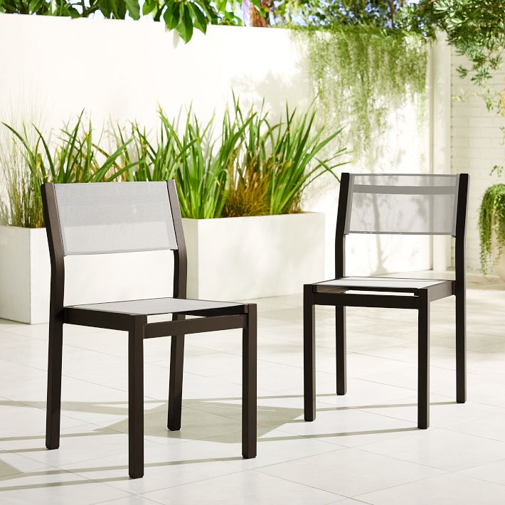 Portside Aluminum Outdoor Textilene Stacking Dining Chair (Set of 2)