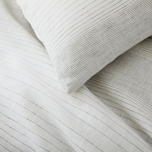 European Flax Linen Graduated Stripe Duvet Cover & Shams
