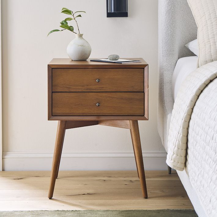 Mid Century Nightstand With Built In Lamp Mid-Century Nightstand
