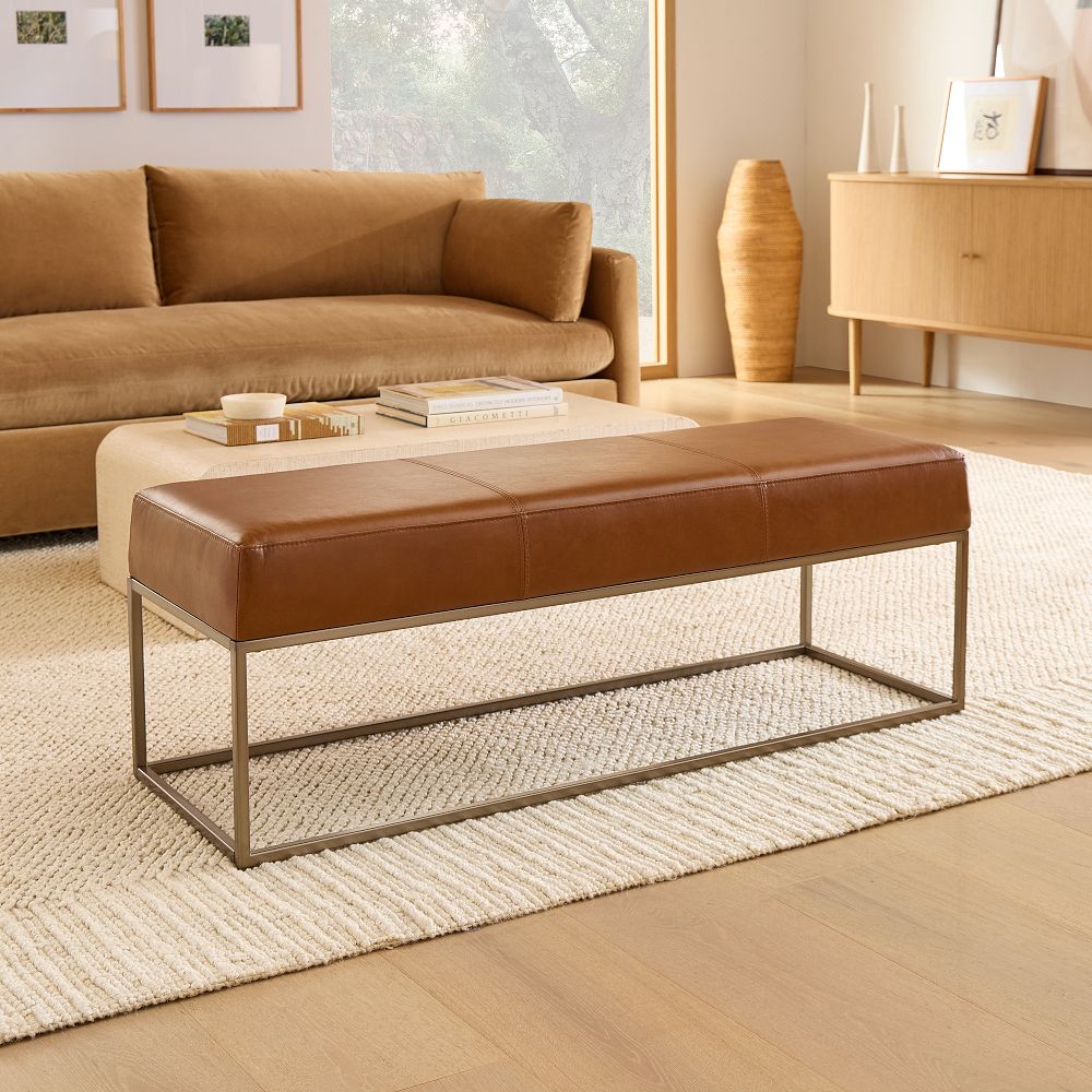 Box Frame Leather Bench | West Elm