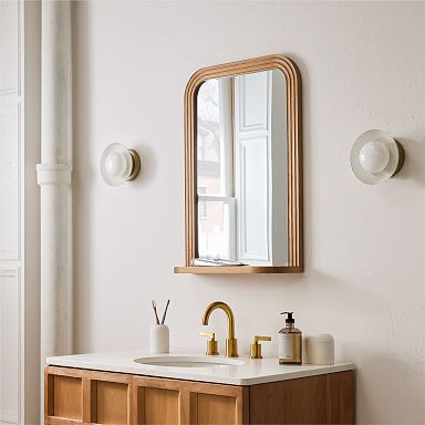 鏡 journalstandardFurniture  OLD ELMMIRROR Mid-Century Asymmetrical Wood Floor Mirror | West Elm