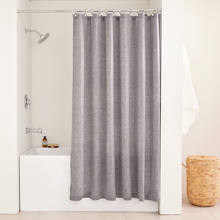 European Flax Linen Shower Curtain - Slate Melange