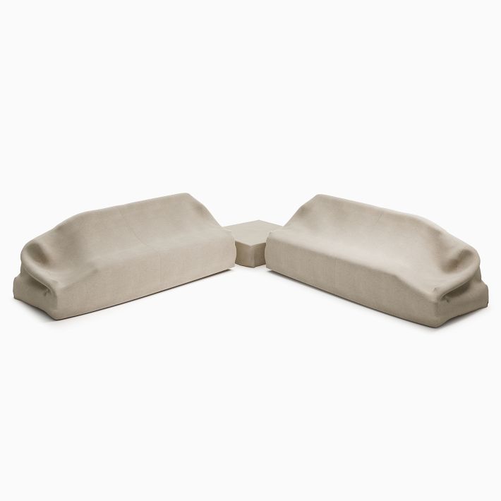 Portside Low Outdoor 3-Piece L-Shaped Sectional w/ Coffee Table Protective Cover