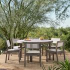 Portside Wood Outdoor Round Dining Table (48&quot;&ndash;60&quot;) &amp; Stacking Chairs Set