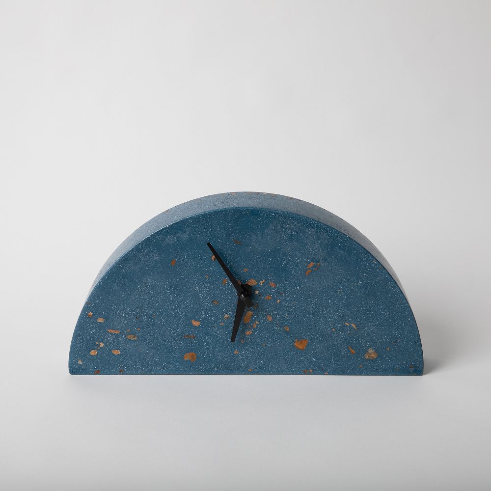 Mantle Clock Concrete Cobalt Terrazzo Clock
