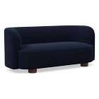 Chip & Dent: Laurent  76" Sofa, Performance Distressed Velvet, Ink Blue, Cool Walnut