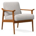 Open Box: Midcentury Show Wood Chair, Poly, Performance Coastal Linen, Dove, Pecan