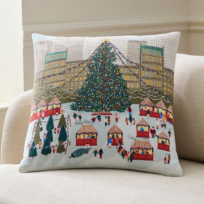 Nicole Cicak Holiday Market Tree Pillow Cover
