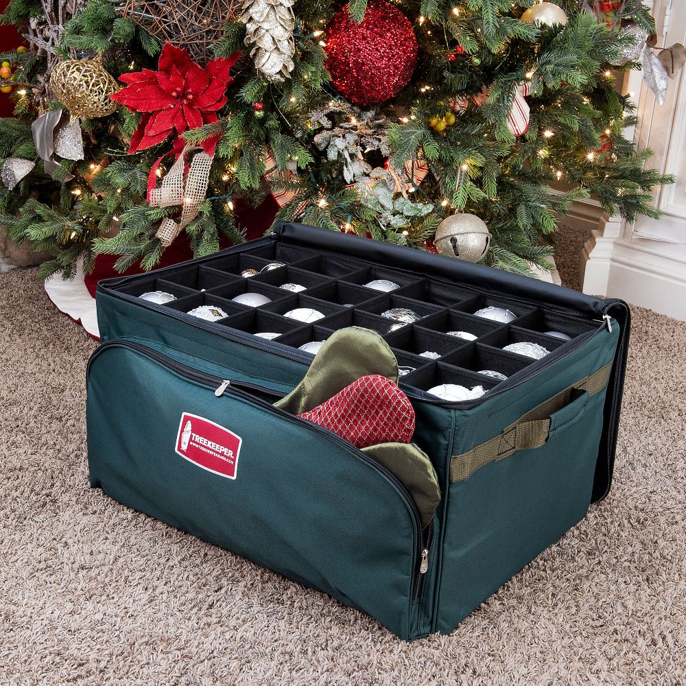 4" Christmas Ornament Storage Box w/ Front Pocket
