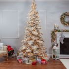 Pre-Lit Faux Heavy Flocked Layered Spruce Tree