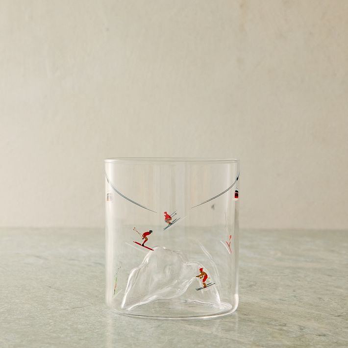 Skier Mountain Double Old Fashioned Glass Sets