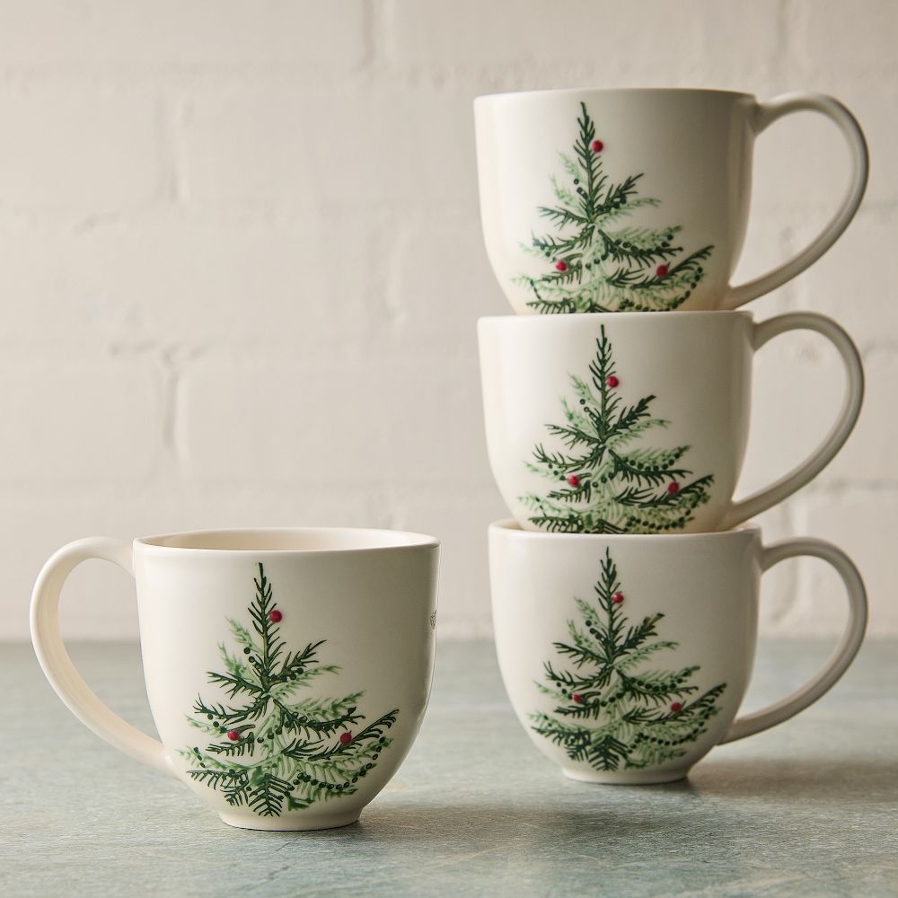 Tannenbaum Holly Stoneware Mug Sets - Holly, Set of 4
