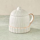 Cable Knit Hat Figural Stoneware Mug