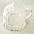 Cable Knit Hat Figural Stoneware Mug