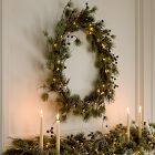 Pre-Lit Faux Pine &amp; Frosted Red Berry Wreath &amp; Garland Collection