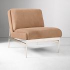 Chip & Dent: Lacon Slipper Chair, Nubuck Leather, Cashew, Polished Stainless Steel
