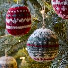 Fair Isle Knit Ball Ornaments (Set of 4)