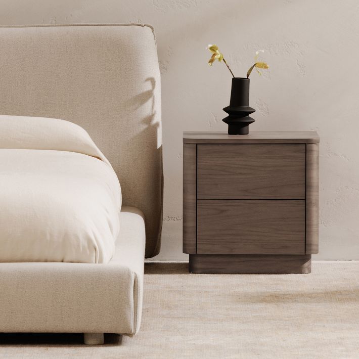 Rina Curved Oak Pedestal Nightstand (20