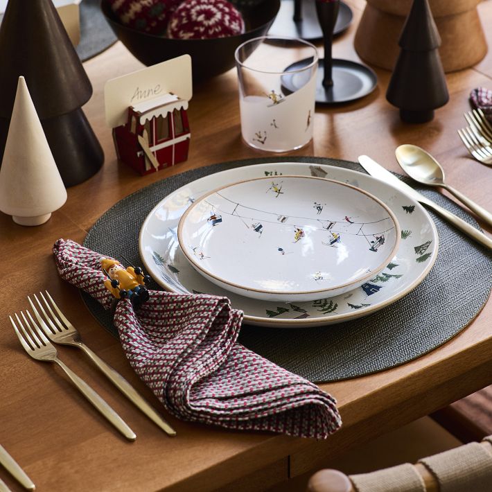 Jude Holiday Skier Stoneware Salad Plate Sets West Elm