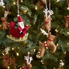 Felt Santa's Sleigh & Reindeer Ornaments (Set of 10)