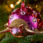 Glass Pink Bug Ornament