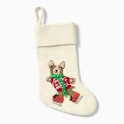 Felt French Bulldog on Skates Stocking